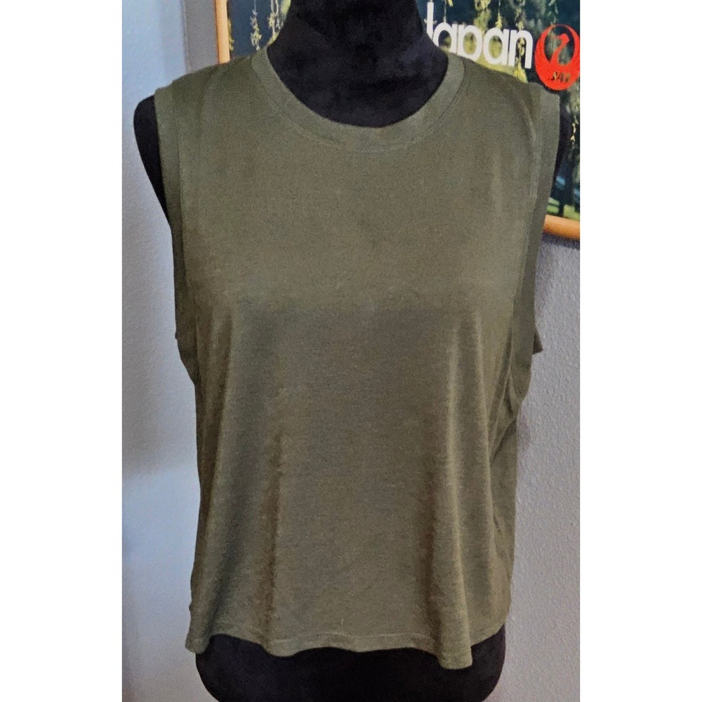 Athleta Olive Green Sleeveless Tank Top Women Large Athleisure Basic‎ Minimalist - Picture 2 of 6